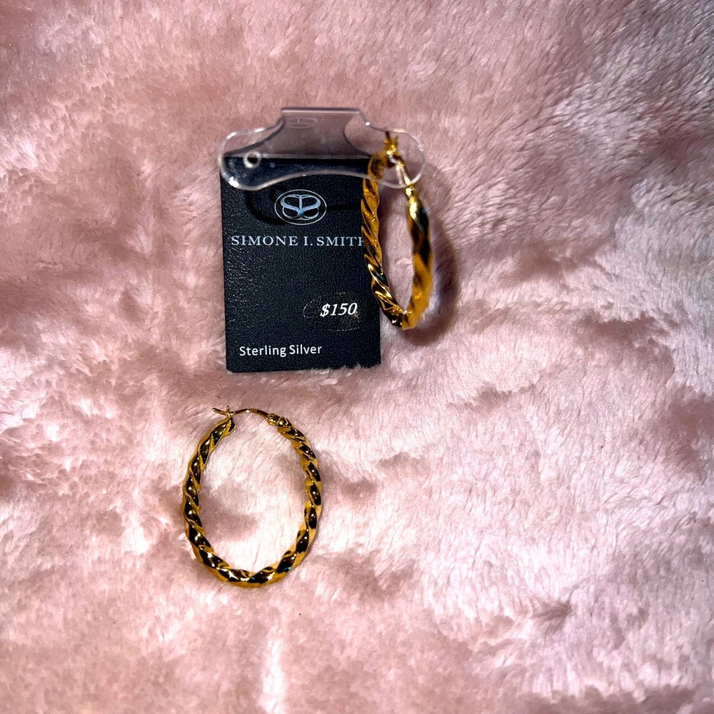 Simone I. Smith textured hoop earrings